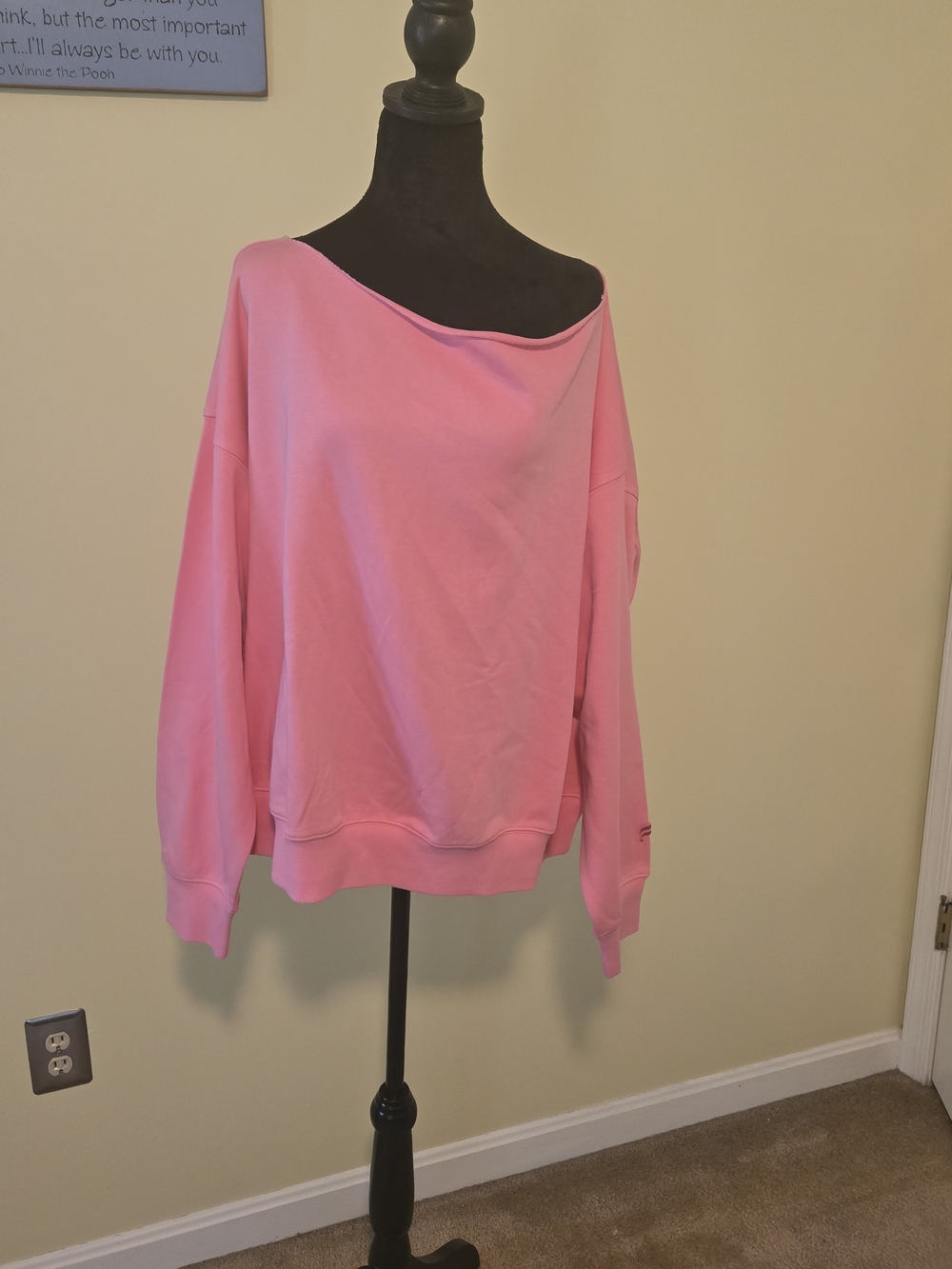 Fabletics Off-Shoulder Pink Pullover Sweatshirt